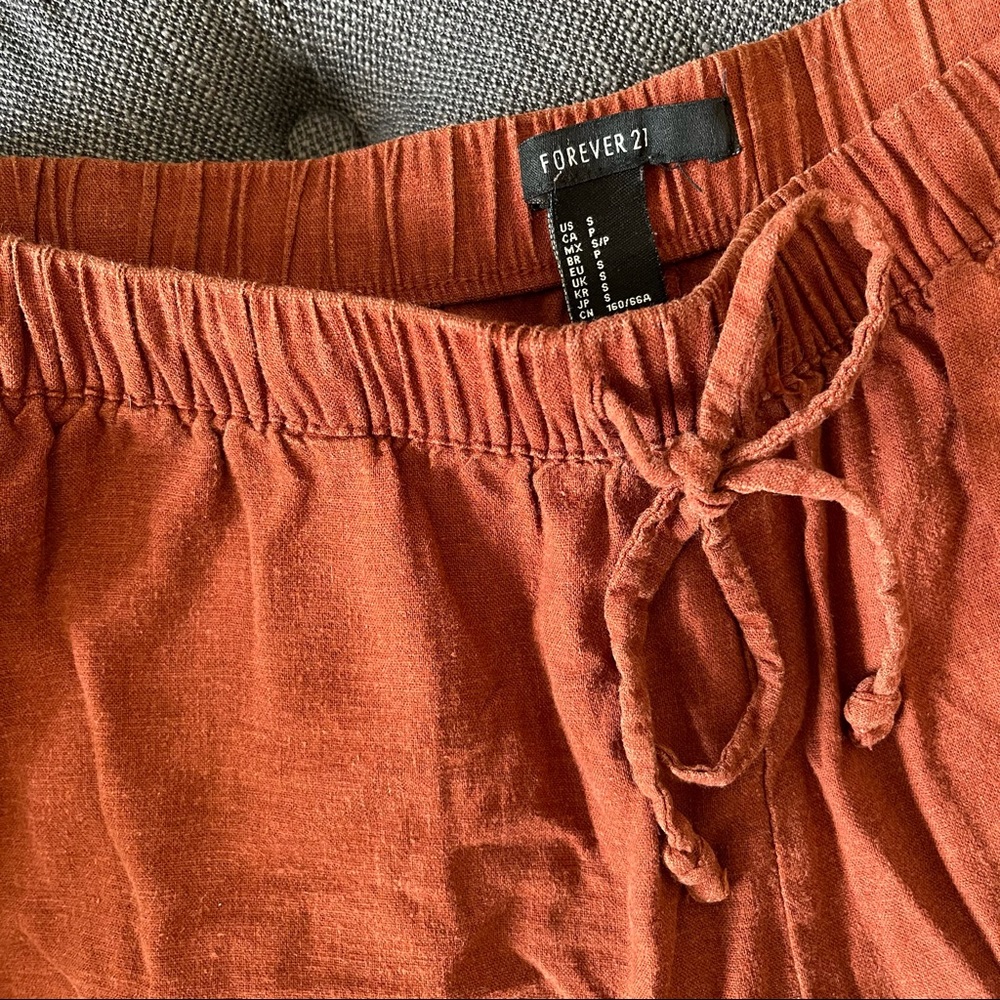Rust Linen Shorts - Picture 6 of 7